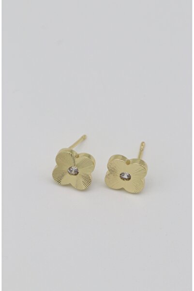 Bade Jewelry أقراط أنيقة من الفولاذ المقاوم للصدأ طراز VIP Gold Stoned Clover...