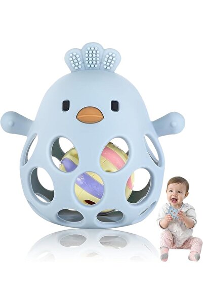 GENERAL Baby Teething Chick Toy, Upgraded Easy Grasp Silicone Teething Rattle...
