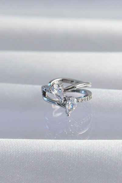 SORA GROUP Brass Silver Color Zircon Stone Drop Earcuff Earrings