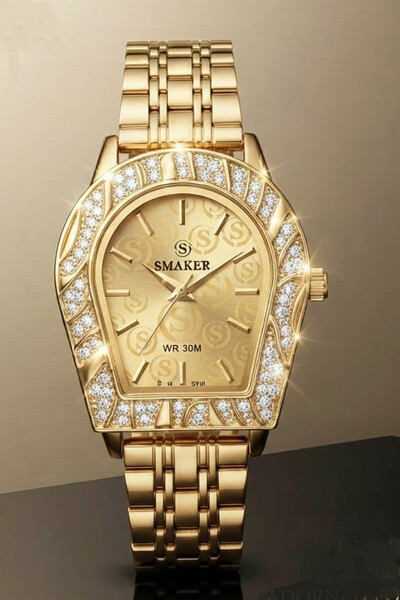 SMAKER WR30M Analog Quartz Watch – Crystal-Decorated Classic Round Dial Fashi...
