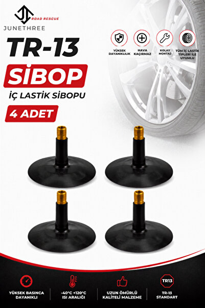 JuneThree TR-13 İç Lastik Sibobu 4 Adet Kauçuk Sibop Seti Şambrel Sibobu Lastik Valfi Binek ve Tarım Tipi