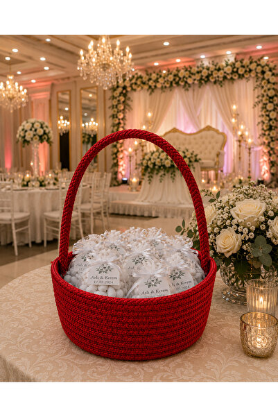 ÖRGÜM Wedding Basket Basket with Handle 21X8 cm