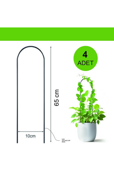 shop 65 CM 4 ADET | Bitki / Çiçek Destek Çubuğu | GRİ U Şekilli Paslanmaz Gal...