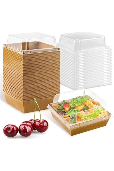 Generic Pack Charcuterie Boxes with Clear Lids,Brown Oil-Proof Kraft Paper De...