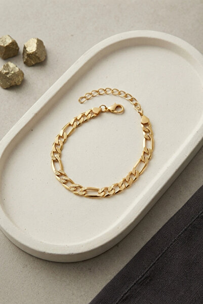 SORA GROUP 316L Steel Gold Color Figaro Chain Model Men's Bracelet
