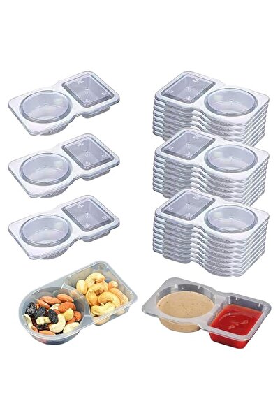 Generic Pieces Double Compartment Condiment Containers with Lids, Disposable ...