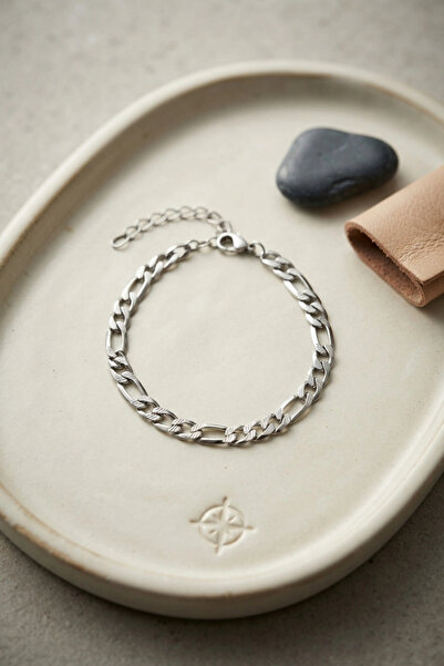 SORA GROUP 316L Steel Silver Color Figaro Chain Model Men's Bracelet