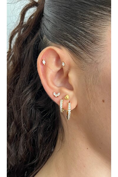 Sivoora Gold Rengi Kalp Detaylı Titanyum Piercing