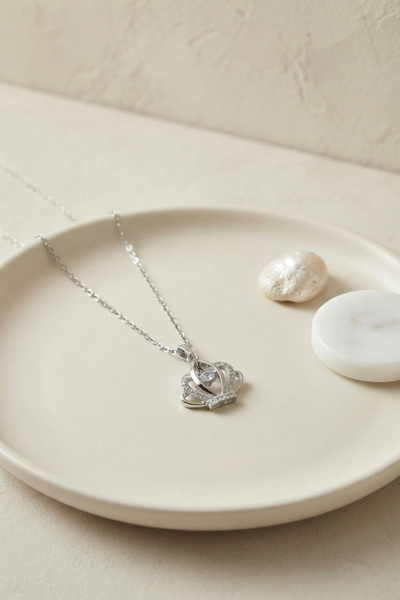 shopwave 316L Steel Chain Silver Color Crown Model Necklace