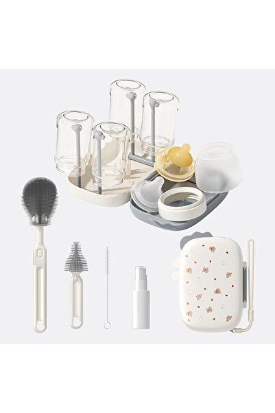 KASTWAVE Travel Baby Bottle Cleaning Kit, 6-in-1 Baby Bottle Cleaner Brush Se...