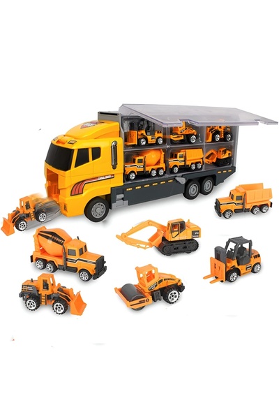 MACVI Set de camioane de construcții de jucărie cu 6 mașini colorate — Distra...
