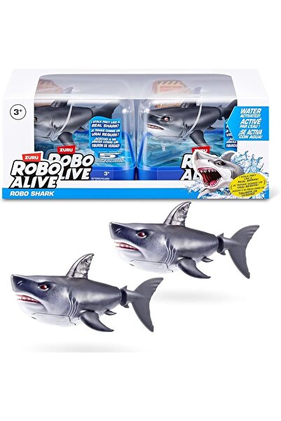 Robo Alive ZURU Water Activated Shark (White) 2 Pack - Realistic Floating Rob...