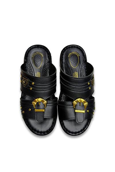 Amity Footwear KSA شبشب رجالي جلد بإبزيم ذهبي – سهل الارتداء – تصميم مريح فري...