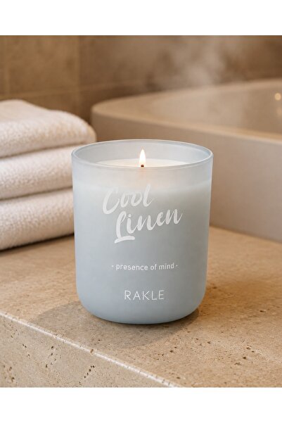 Rakle Cool Linen Ferah Temiz Çamaşır Kokulu Buz Mavisi Cam Mum – 175 gr