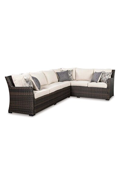 Ashley Furniture طقم أريكة/كرسي خارجي مع وسائد (3 قطع)