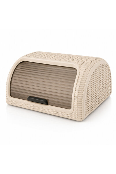 Nova Home Rattan Look Plastic Bread Box, Transparent Roll Lid, Bread and Bake...