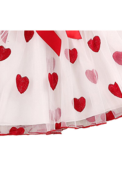 OEM Rochie de vară roșie pentru fete cu inimioare și fundiță, 5 ani
