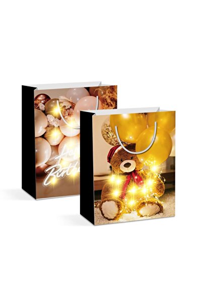 Alista Home LED paper gift bags 26.5 x 12.7 x 33 cm, set of 12 pcs, 10 warm w...