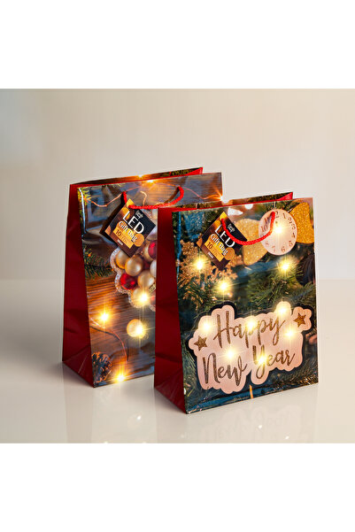 Alista Home Christmas LED paper gift bags 26.5 x 12.7 x 33 cm, set of 12 pcs,...