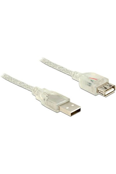 DELOCK Καλώδιο USB 2.0 0,5μ A-Αρσενικό σε A-Θηλυκό Διαφανές (83880)