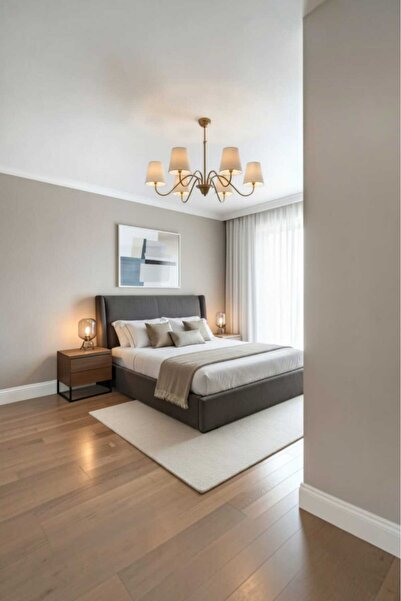 BSA LIGHTING MİRA 6'LI ESKİTME MODERN AVİZE (KREM KONİK ABAJURLU) E27 DUYLU KLASİK ŞIK AVİZE