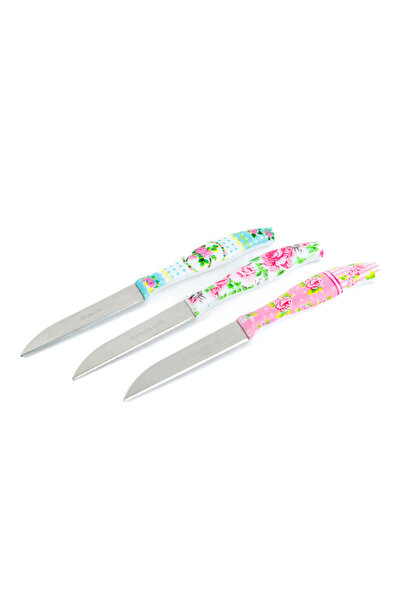 Alista Home Set de cuțite de bucătărie - 15 cm - model floral - 3 piese/pachet