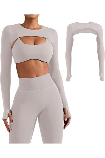 GENERAL YEOREO Women Crop Top Long Sleeve Bolero Open Front Workout Cropped S...
