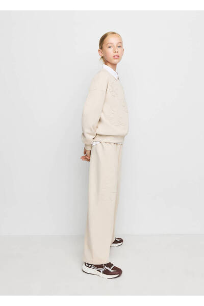 MANGO Kids İşlemeli çiçekli jogger pantolon