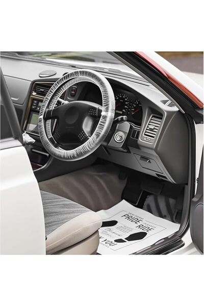 TERRIFI 100 Pcs Disposable Steering Wheel Covers & Heavy-Duty Paper Floor Mat...