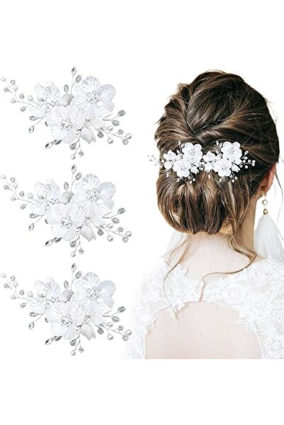 NALACAL 3 PCS Elegant Pearl Flower Wedding Hair Clips for Bride & Bridesmaids...