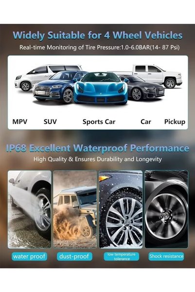 ZONBON نظام مراقبة ضغط الإطارات TPMS【ترقية 2026】 جهاز مراقبة ضغط الإطارات بالطاقة الشمسية قابل للتعديل والإزالة مع 6 أوضاع إنذار وكشف تلقائي في الوقت الفعلي للسيارة 22-87 رطل لكل بوصة مربعة