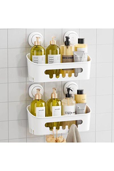 SYOSI Shower Caddy Suction Cup 2 Pack, Heavy Duty Bathroom Organizer, Removab...