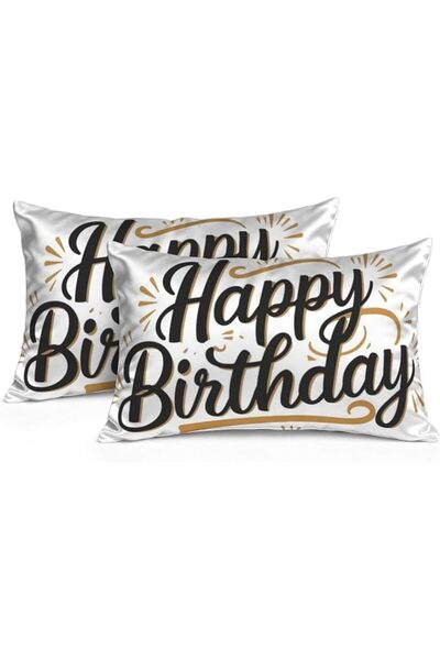 Generic Pillows Cases Warm Birthday Greeting Anti Wrinkle Satin Pillowcase Na...