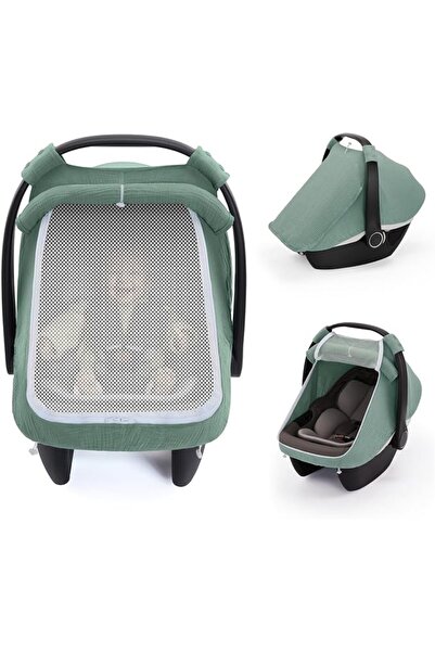 GENERAL Baby Car Seat Cover, Extra Large Mesh Window, Breathable Muslin Cotto...