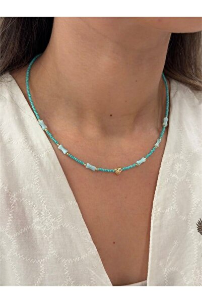 Generic Brand Heart Bead Necklace - Blue Xtd