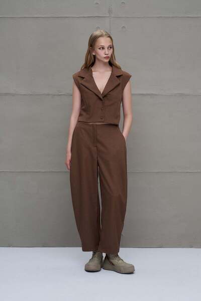#vdr viadellerose Brown Two-Piece Look Jumpsuit 18202