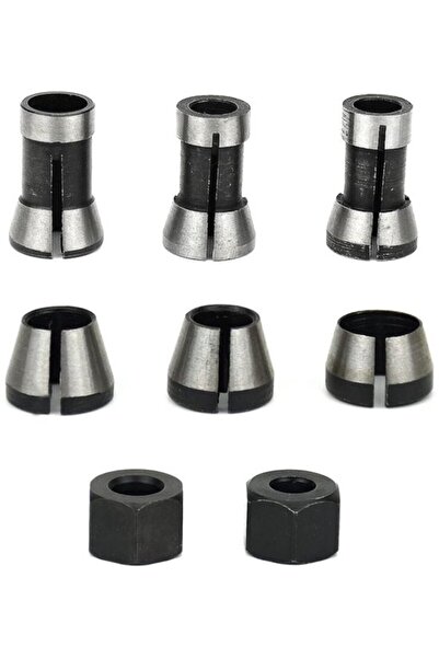 STARSTAR End milling chucks 6pc steel 6/6.35/8mm + nuts.