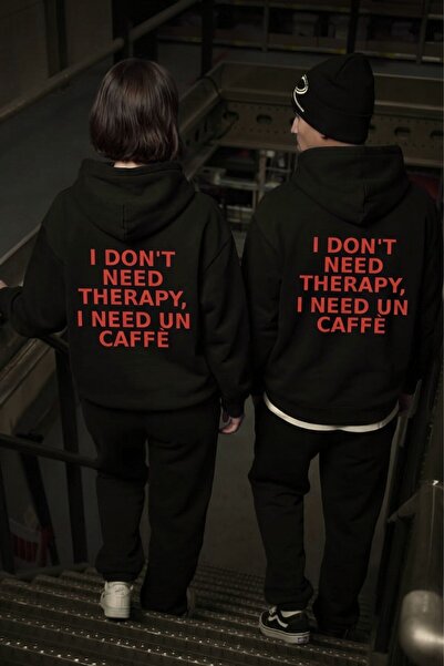 GIA - ART Unisex Oversize Sweatshirt Hoodie Caffè Therapy Printed Black – Hoo...