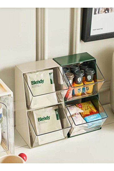 Arabest 2-Basket Tea Bag Organizer Storage Box,Clear Acrylic Container with F...