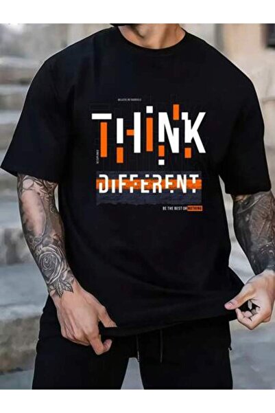 k222 1 قطعة تي شيرت نسائي بطباعة 'Think Different'، قطن 180 جرام/م2، تي شيرت ...
