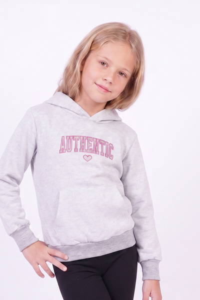 panios kids Kız Çocuk Baskılı Kanguru Cepli Uzun Kollu Kapüşonlu Sweatshirt