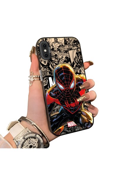 Hontinga حافظة هاتف متوافقة مع هاتف iPhone XS مصنوعة من السيليكون بنمط سبايدر...