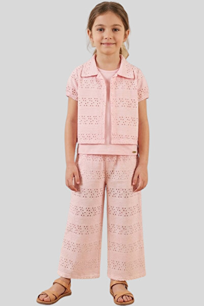 ww waka waka kids store Girl's 3-Piece Pants Set with Lace Embroidered Jacket