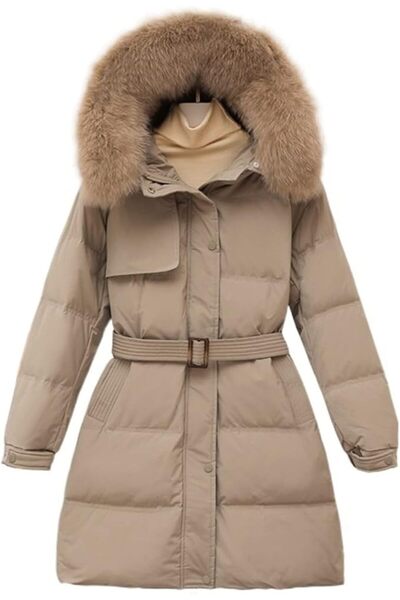 GENERAL Puffer Jacket Womens Winter Down Jackets Women Long Fur Hooded Coat W...