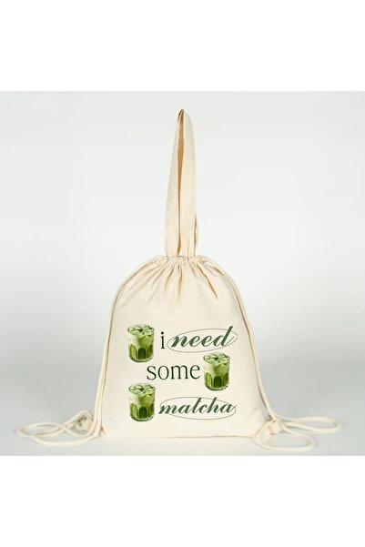 Generic Brand Matcha Printed Versatile Drawstring Cloth Bag 35X40 for Hand, S...