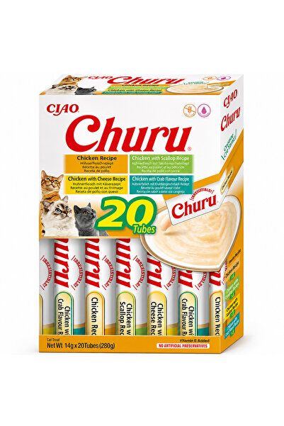 Inaba Ciao Churu Recompense Cremoase pentru Pisici, Mix 4 Rețete cu Pui, Scoi...