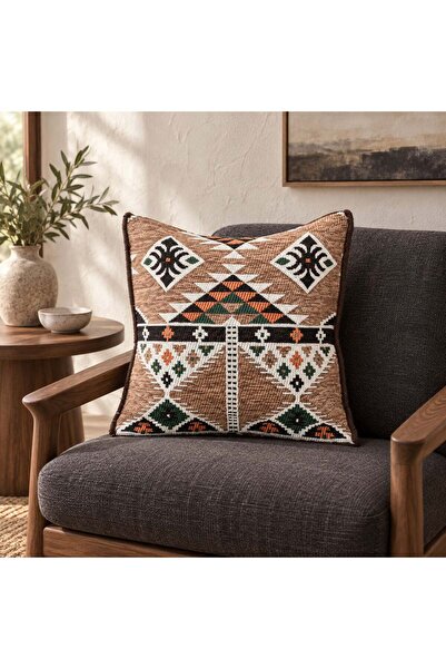 Bk Gift وسادة أريكة مصنوعة يدويًا من الكليم التركي الأصيل مقاس 43x45 سم -1 وس...
