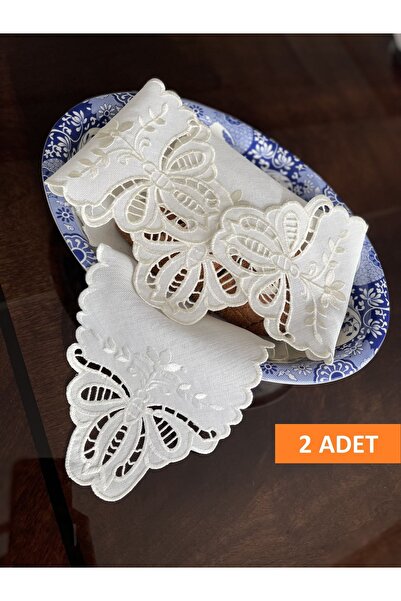 QBR Home 2'li Set Delikişi Ekmek Örtüsü. Kelebek Model