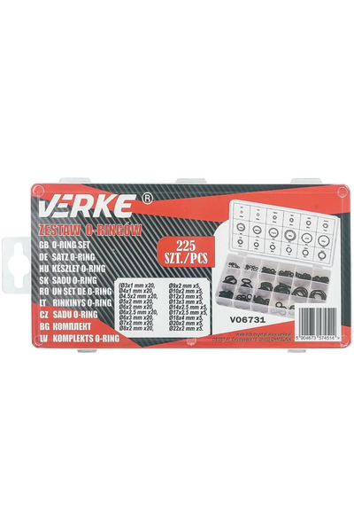 VERKE Set de 225 garnituri O-ring, Verke, 18 dimensiuni, rezistente la temper...