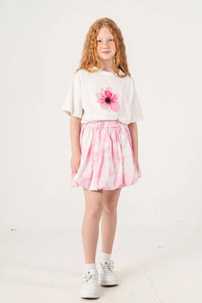 GİYİCEM TEKSTİL Girl's Tie-Dye Pattern Balloon Skirt City Style 2612